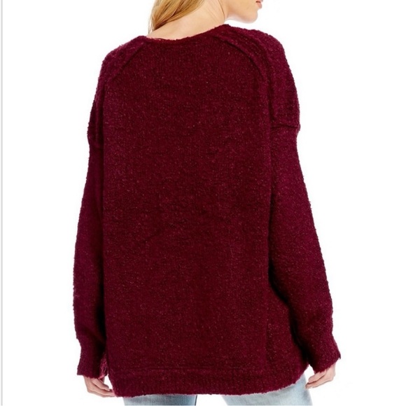 Free People Loft V Neck Maroon Alpaca Knit Sweater Medium - Picture 12 of 13